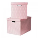 ПИНГЛА Коробка с крышкой - розовый, 56x37x36 см