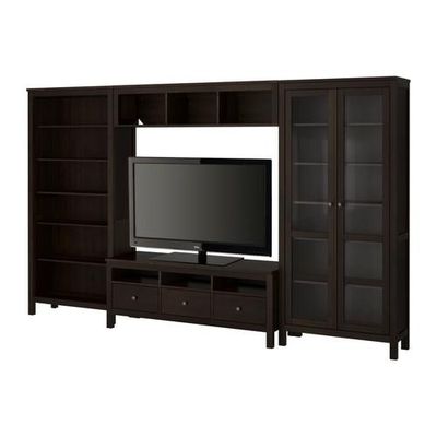 ХЕМНЭС Шкаф для ТВ, комбинация - черно-коричневый