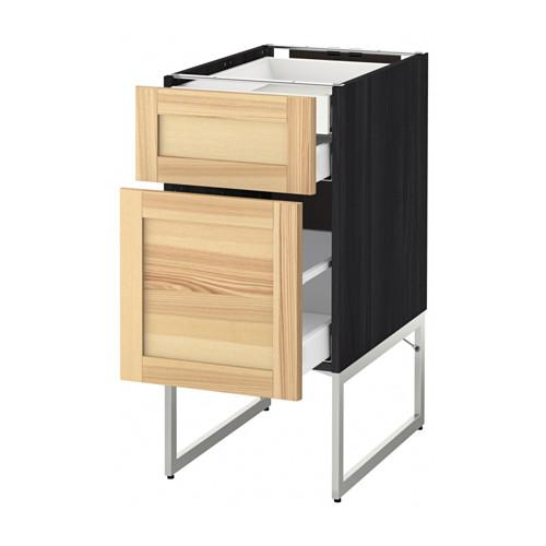 МЕТОД / МАКСИМЕРА Напольн шкаф 2фронт пнл/2низ/1вс ящ - под дерево черный, Торхэмн естественный ясень, 40x60x60 см