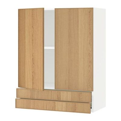 МЕТОД / ФОРВАРА Навесной шкаф/2дверцы/2ящика - 80x100 см, Экестад дуб, белый