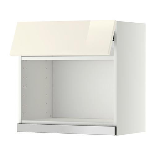 МЕТОД Навесной шкаф для СВЧ-печи - 60x60 см, Рингульт глянцевый кремовый, белый