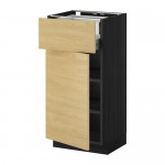 МЕТОД Напольн шкаф двр/фр пнл/плк/2низ ящ - под дерево черный, Тингсрид под березу, 40x37 см МЕТОД Напольн шкаф двр/фр пнл/плк/2низ ящ - под дерево черный, Тингсрид под березу, 40x37 см