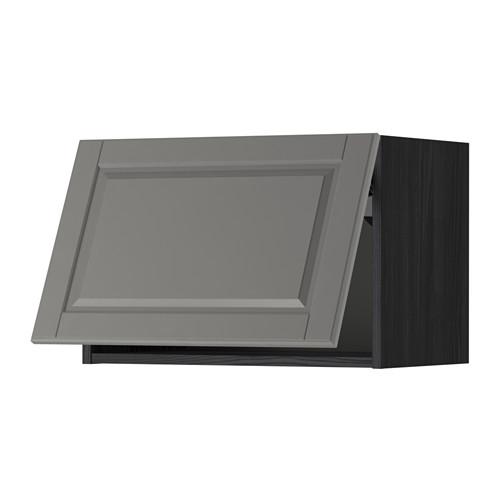 МЕТОД Горизонтальный навесной шкаф - под дерево черный, Будбин серый, 60x40 см