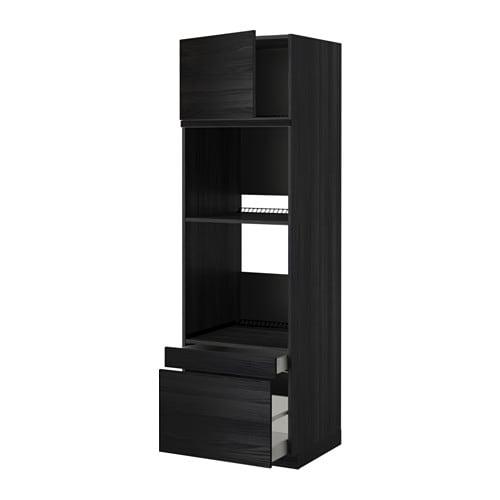 МЕТОД / МАКСИМЕРА Выс шкаф д/дхвк/комб дхвк+двр/2ящ - под дерево черный, Тингсрид под дерево черный, 60x60x200 см