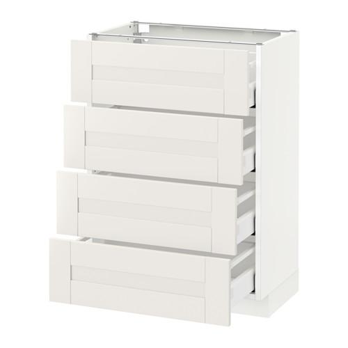 МЕТОД / МАКСИМЕРА Напольн шкаф 4 фронт панели/4 ящика - белый, Сэведаль белый, 60x37 см