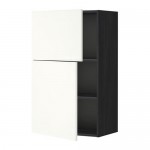 МЕТОД Навесной шкаф с полками/2дверцы - под дерево черный, Хэггеби белый