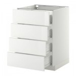 МЕТОД / ФОРВАРА Напольн шкаф 4 фронт панели/4 ящика - 60x60 см, Рингульт глянцевый белый, белый