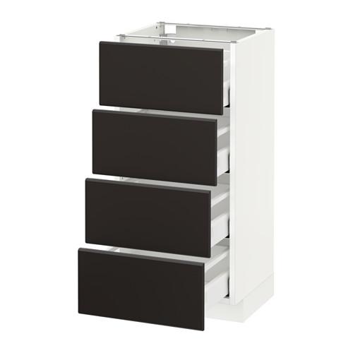 МЕТОД / МАКСИМЕРА Напольн шкаф 4 фронт панели/4 ящика - белый, Кунгсбакка антрацит, 40x37 см МЕТОД / МАКСИМЕРА Напольн шкаф 4 фронт панели/4 ящика - белый, Кунгсбакка антрацит, 40x37 см
