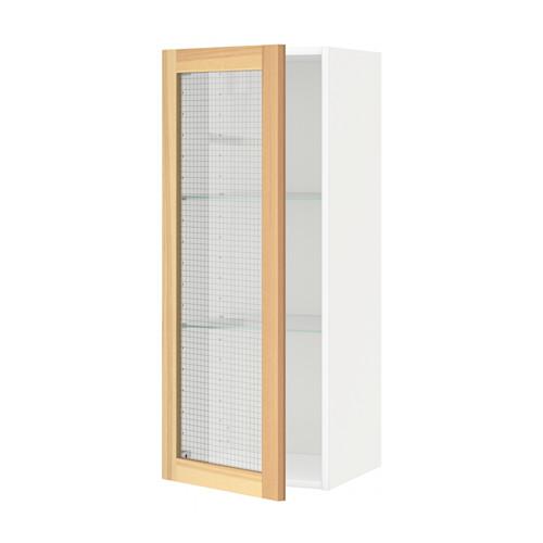 МЕТОД Навесной шкаф с полками/стекл дв - белый, Торхэмн естественный ясень, 40x100 см МЕТОД Навесной шкаф с полками/стекл дв - белый, Торхэмн естественный ясень, 40x100 см