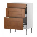 ФАКТУМ Напольный шкаф с 3 ящиками - Эдель классический коричневый, 60x37 см