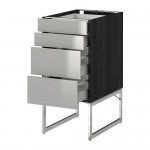 МЕТОД / МАКСИМЕРА Нплн шк 4 фронт/2 низк/2средн ящ - под дерево черный, Гревста нержавеющ сталь, 40x60x60 см