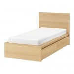 MALM каркас кровати+2 кроватных ящика дубовый шпон, беленый/Лурой