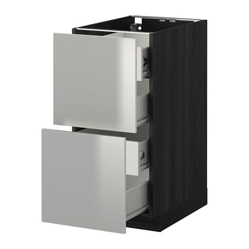 МЕТОД / ФОРВАРА Напольн шкаф 2 фронт пнл/4 средн ящ - под дерево черный, Гревста нержавеющ сталь, 40x60 см МЕТОД / ФОРВАРА Напольн шкаф 2 фронт пнл/4 средн ящ - под дерево черный, Гревста нержавеющ сталь, 40x60 см