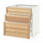 МЕТОД / МАКСИМЕРА Напольный шкаф с 3 ящиками - белый, Торхэмн естественный ясень, 80x60 см МЕТОД / МАКСИМЕРА Напольный шкаф с 3 ящиками - белый, Торхэмн естественный ясень, 80x60 см