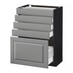 МЕТОД / МАКСИМЕРА Напольный шкаф с 5 ящиками - под дерево черный, Будбин серый, 60x37 см