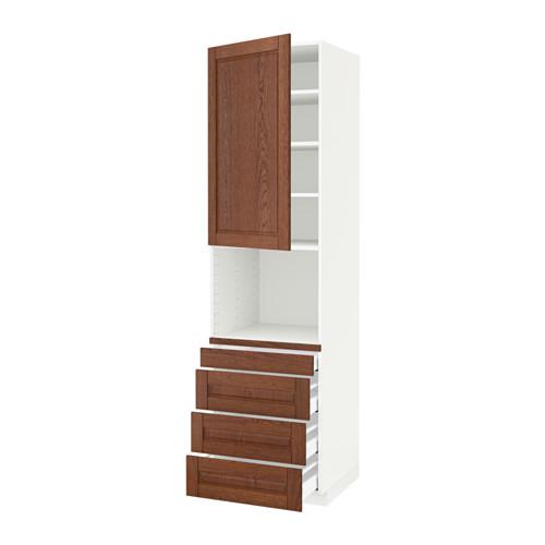 МЕТОД / МАКСИМЕРА Высокий шкаф д/комбинир СВЧ/4 ящика - белый, Филипстад коричневый, 60x60x220 см МЕТОД / МАКСИМЕРА Высокий шкаф д/комбинир СВЧ/4 ящика - белый, Филипстад коричневый, 60x60x220 см