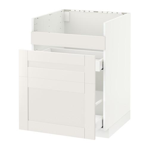 МЕТОД / МАКСИМЕРА Нап шкаф п/мойку ДУМШЁ/3фасада/2ящ - белый, Сэведаль белый, 60x60 см