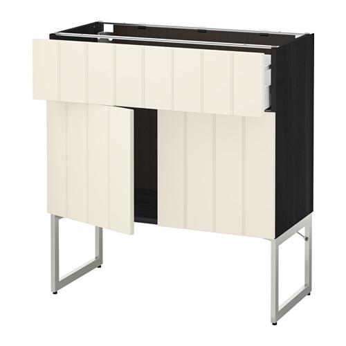 МЕТОД / МАКСИМЕРА Напол шкаф/полки/ящик/2двери - под дерево черный, Хитарп белый с оттенком, 80x37x60 см МЕТОД / МАКСИМЕРА Напол шкаф/полки/ящик/2двери - под дерево черный, Хитарп белый с оттенком, 80x37x60 см