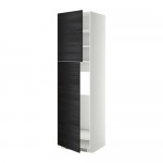 МЕТОД Высокий шкаф д/холодильника/2дверцы - белый, Тингсрид под дерево черный, 60x60x220 см