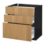 МЕТОД / МАКСИМЕРА Напольный шкаф с 3 ящиками - под дерево черный, Экестад дуб, 80x60 см