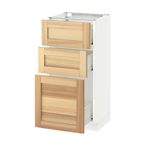 МЕТОД / ФОРВАРА Напольный шкаф с 3 ящиками - белый, Торхэмн естественный ясень, 40x37 см МЕТОД / ФОРВАРА Напольный шкаф с 3 ящиками - белый, Торхэмн естественный ясень, 40x37 см