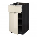 МЕТОД / МАКСИМЕРА Напольный шкаф с ящиком/дверью - под дерево черный, Воксторп глянцевый светло-бежевый, 40x60 см МЕТОД / МАКСИМЕРА Напольный шкаф с ящиком/дверью - под дерево черный, Воксторп глянцевый светло-бежевый, 40x60 см