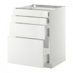 МЕТОД / ФОРВАРА Напольн шкаф 4 фронт панели/4 ящика - 60x60 см, Рингульт глянцевый белый, белый