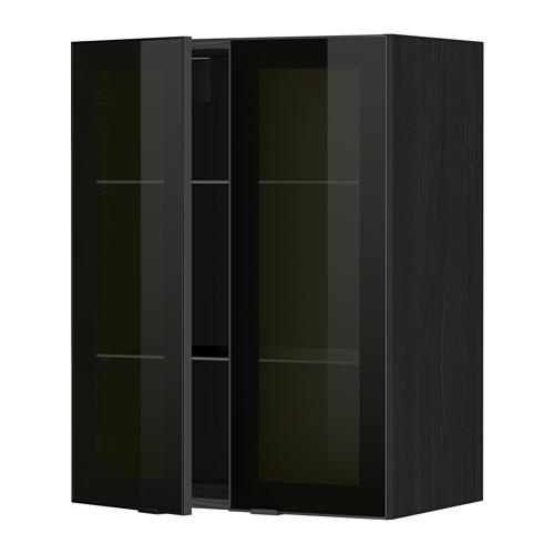 МЕТОД Навесной шкаф с полками/2 стекл дв - под дерево черный, Ютис дымчатое стекло/черный, 60x80 см МЕТОД Навесной шкаф с полками/2 стекл дв - под дерево черный, Ютис дымчатое стекло/черный, 60x80 см