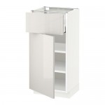 МЕТОД / МАКСИМЕРА Напольный шкаф с ящиком/дверью - белый, Рингульт глянцевый светло-серый, 40x37 см МЕТОД / МАКСИМЕРА Напольный шкаф с ящиком/дверью - белый, Рингульт глянцевый светло-серый, 40x37 см