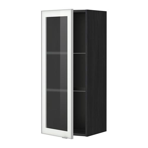 МЕТОД Навесной шкаф с полками/стекл дв - под дерево черный, Ютис матовое стекло/алюминий, 40x100 см МЕТОД Навесной шкаф с полками/стекл дв - под дерево черный, Ютис матовое стекло/алюминий, 40x100 см