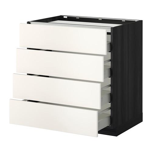 МЕТОД / МАКСИМЕРА Напольн шкаф/4фронт пнл/4ящика - под дерево черный, Веддинге белый, 80x60 см