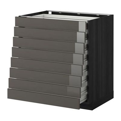 МЕТОД / ФОРВАРА Наполн шкаф 8 фронт/8 низк ящиков - 80x60 см, Рингульт глянцевый серый, под дерево черный МЕТОД / ФОРВАРА Наполн шкаф 8 фронт/8 низк ящиков - 80x60 см, Рингульт глянцевый серый, под дерево черный