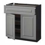 МЕТОД / ФОРВАРА Напольный шкаф+ящик/2дверцы - 80x37 см, Будбин серый, под дерево черный МЕТОД / ФОРВАРА Напольный шкаф+ящик/2дверцы - 80x37 см, Будбин серый, под дерево черный