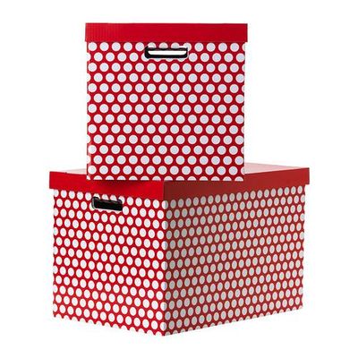 ПИНГЛА Коробка с крышкой - красный, 56x37x36 см