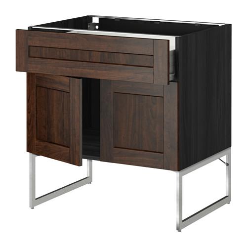 МЕТОД / ФОРВАРА Напол шкаф/полки/ящик/2двери - Эдсерум под дерево коричневый, под дерево черный