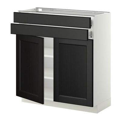 МЕТОД / ФОРВАРА Напольный шкаф/2дверцы/2ящика - Лаксарби черно-коричневый, белый МЕТОД / ФОРВАРА Напольный шкаф/2дверцы/2ящика - Лаксарби черно-коричневый, белый