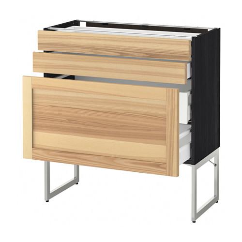 МЕТОД / МАКСИМЕРА Напольн шкаф 3фронт пнл/2низ/2ср ящ - под дерево черный, Торхэмн естественный ясень, 80x37x60 см МЕТОД / МАКСИМЕРА Напольн шкаф 3фронт пнл/2низ/2ср ящ - под дерево черный, Торхэмн естественный ясень, 80x37x60 см