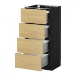 МЕТОД / ФОРВАРА Напольн шкаф 4 фронт панели/4 ящика - 40x37 см, Тингсрид под березу, под дерево черный МЕТОД / ФОРВАРА Напольн шкаф 4 фронт панели/4 ящика - 40x37 см, Тингсрид под березу, под дерево черный