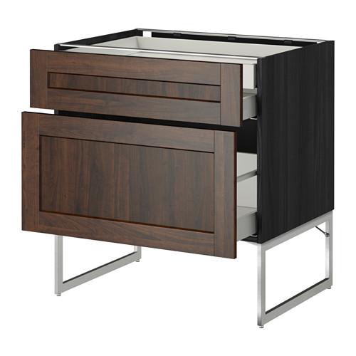 МЕТОД / МАКСИМЕРА Напольн шкаф 2фронт пнл/2низ/1вс ящ - под дерево черный, Эдсерум под дерево коричневый, 80x60x60 см