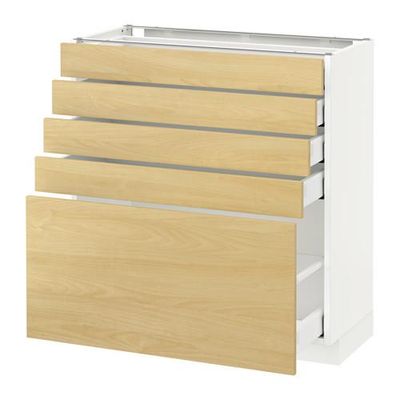 МЕТОД / МАКСИМЕРА Напольный шкаф с 5 ящиками - 80x37 см, Тингсрид под березу, белый МЕТОД / МАКСИМЕРА Напольный шкаф с 5 ящиками - 80x37 см, Тингсрид под березу, белый