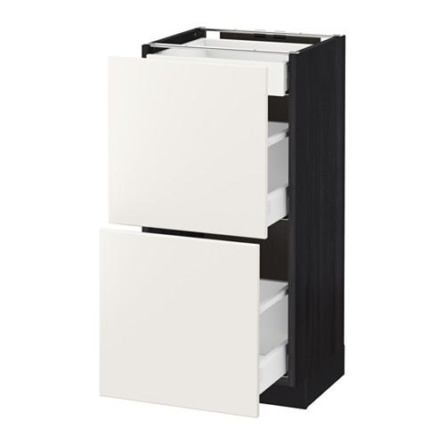 МЕТОД / МАКСИМЕРА Напольный шкаф/2фасада/3ящика - под дерево черный, Веддинге белый, 40x37 см МЕТОД / МАКСИМЕРА Напольный шкаф/2фасада/3ящика - под дерево черный, Веддинге белый, 40x37 см