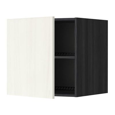 МЕТОД Верх шкаф на холодильн/морозильн - 60x60 см, Росдаль белый ясень, под дерево черный