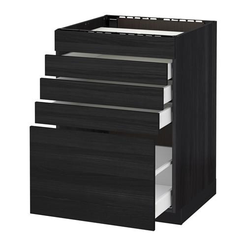 МЕТОД / МАКСИМЕРА Напольн шк д/вар панели/5фасад/4ящ - под дерево черный, Тингсрид под дерево черный, 60x60 см