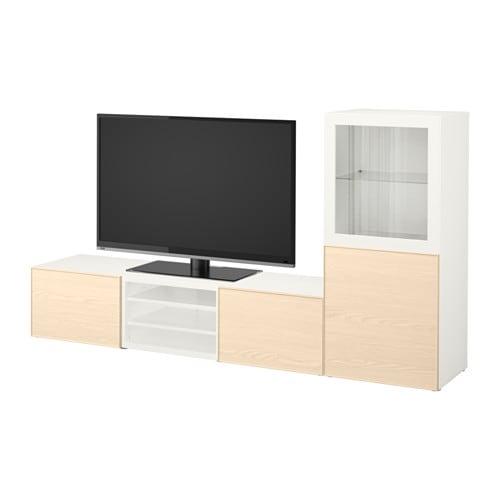 Onwijs BESTA tv-meubel, combi / glazen deuren - wit Inviken / essenfineer MJ-68