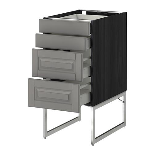 МЕТОД / МАКСИМЕРА Нплн шк 4 фронт/2 низк/2средн ящ - под дерево черный, Будбин серый, 40x60x60 см