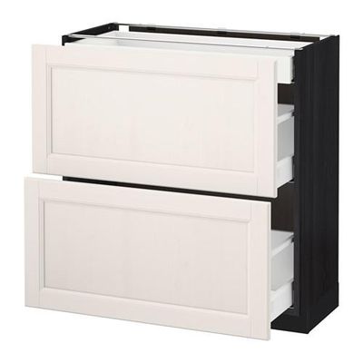 МЕТОД / МАКСИМЕРА Напольный шкаф/2фасада/3ящика - 80x37 см, Лаксарби белый, под дерево черный