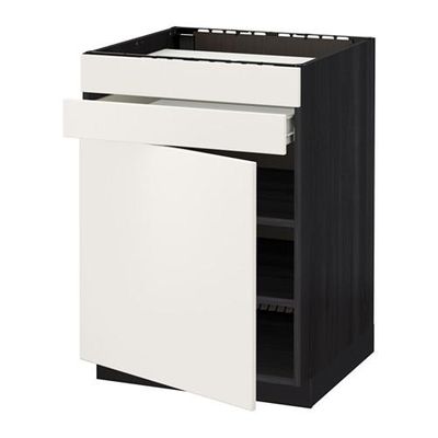 МЕТОД / ФОРВАРА Нап шк д/вар панели/дв/2фасада/1ящ - Веддинге белый, под дерево черный