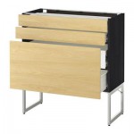 МЕТОД / ФОРВАРА Напольн шкаф 3фронт пнл/2низ/2ср ящ - 80x37x60 см, Тингсрид под березу, под дерево черный МЕТОД / ФОРВАРА Напольн шкаф 3фронт пнл/2низ/2ср ящ - 80x37x60 см, Тингсрид под березу, под дерево черный