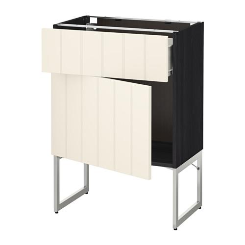 МЕТОД / ФОРВАРА Напольный шкаф с ящиком/дверью - 60x37x60 см, Хитарп белый с оттенком, под дерево черный