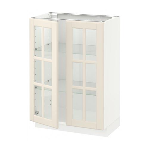МЕТОД Напольный шкаф с 2 стекл дверцами - белый, 60x37x80 см